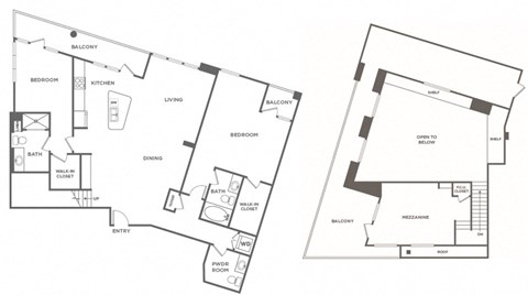 Floor plan for 2 beds, 2.5 baths, 2019 sqft